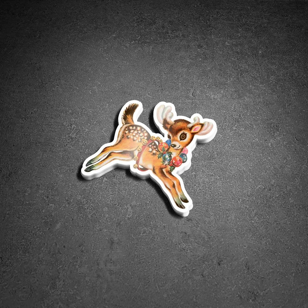 Hickory Haven Fawn Rescue 3"x3" Deer Sticker Kitsch Retro Vintage Bambi Decal Christmas