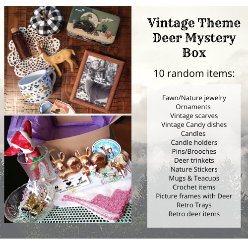 Deer Themed Mystery Box Real Vintage and Modern Nature Gift  Fawn Bambi Retro Fall Autumn Antique Cabin Cozy