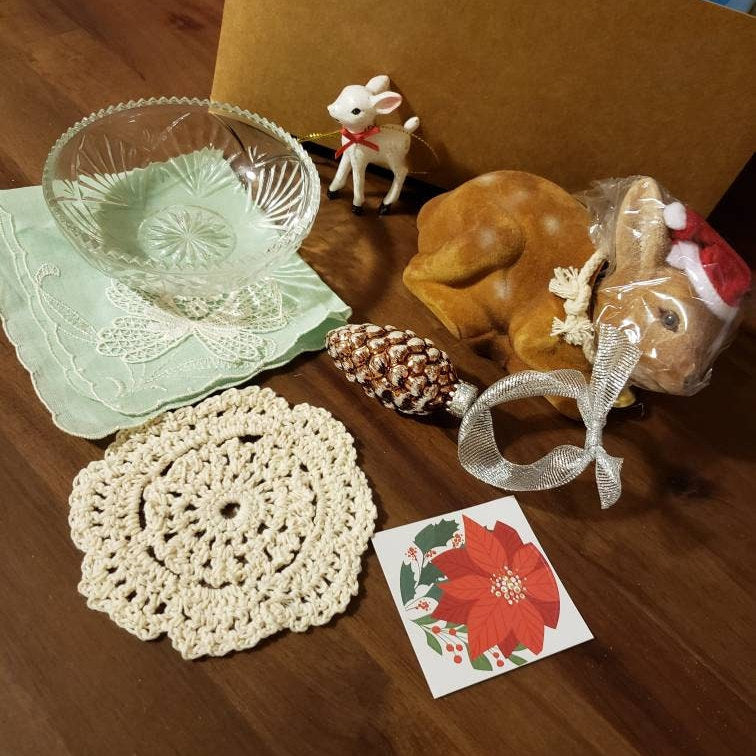 Deer Themed Mystery Box Real Vintage and Modern Nature Gift  Fawn Bambi Retro Fall Autumn Antique Cabin Cozy