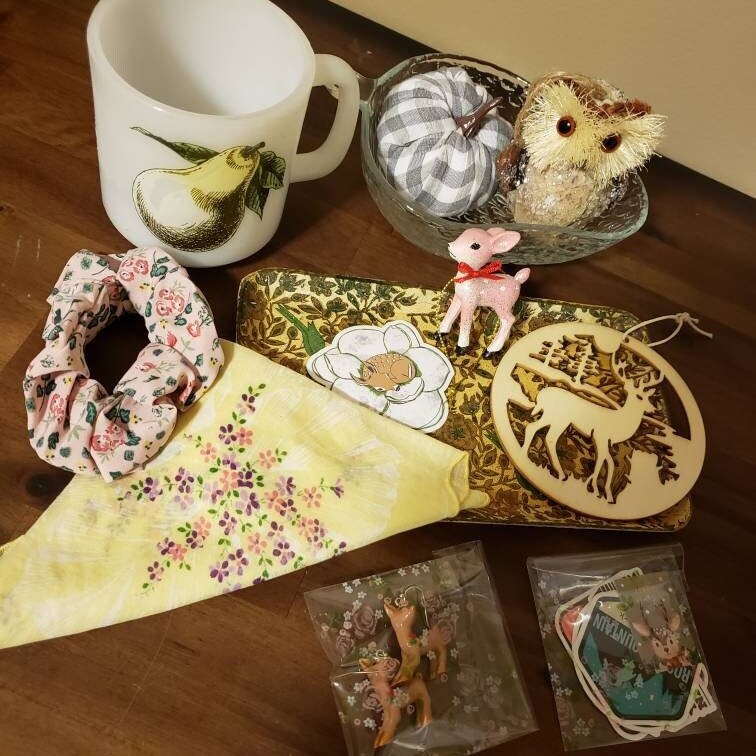 Deer Themed Mystery Box Real Vintage and Modern Nature Gift  Fawn Bambi Retro Fall Autumn Antique Cabin Cozy